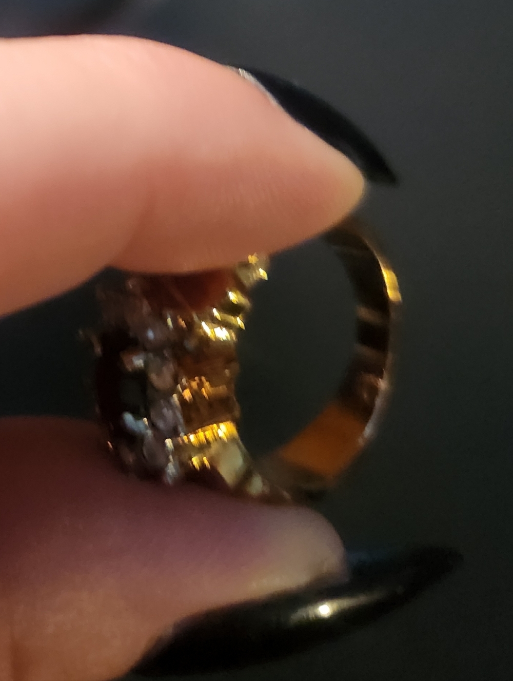 Elegant Gold and Red Rhinestone Women's Ring sz 7 - Picture 3 of 6